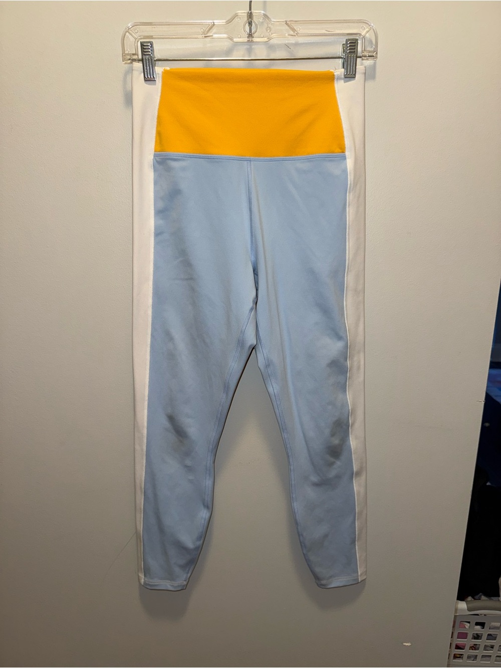 Spiritual Gangster Colorblock Leggings - Light Blue, Yellow & White